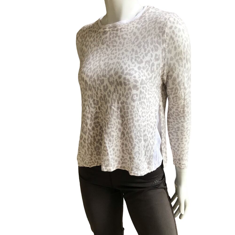 Olivaceous Layered Leopard Print Gray Long Sleeve Shirt Women's Size Small